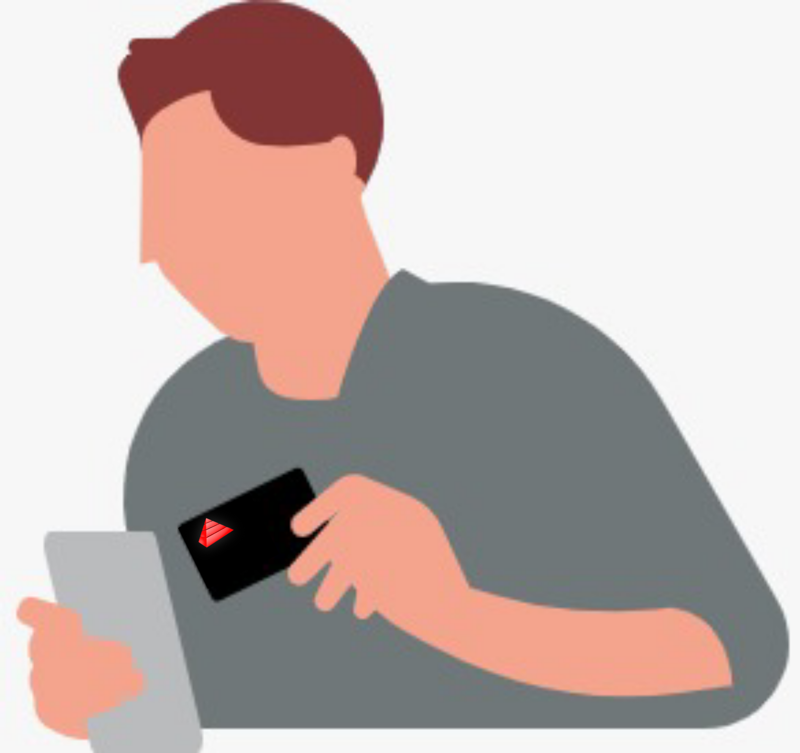 Illustration of man using his debit card